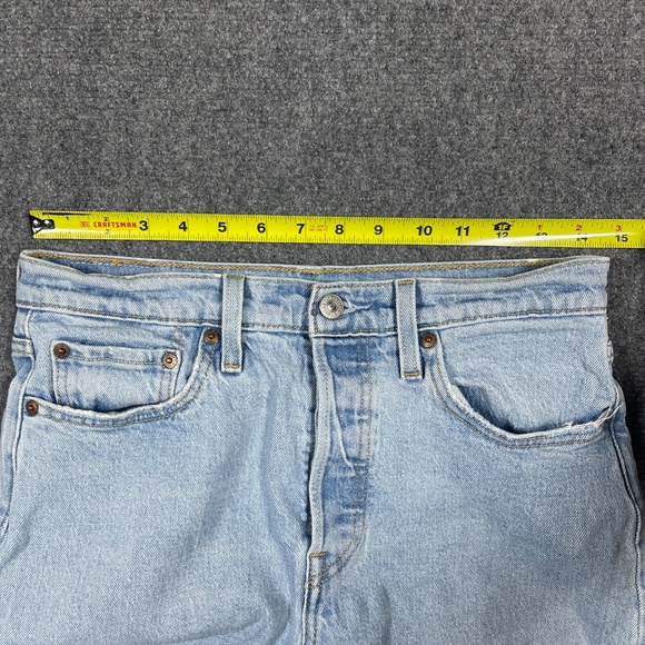 Levis 501 S Skinny Jeans Womens 28x28 Blue Light Wash Denim Frayed 0896 - Picture 11 of 12